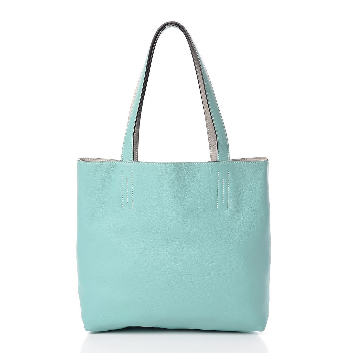 Veau Sikkim Double Sens 30 Reversible Tote Colvert Gris Perle Lagon