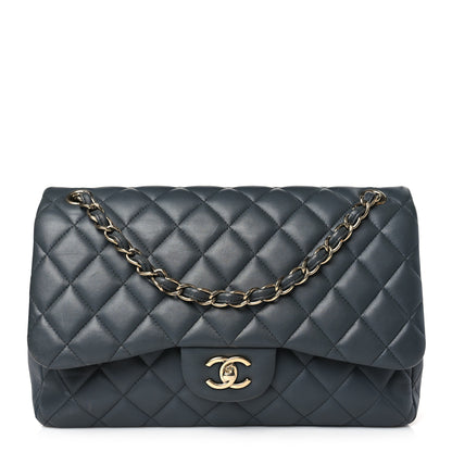 Chanel Lambskin Quilted Jumbo Double Flap Grey 1 of 10