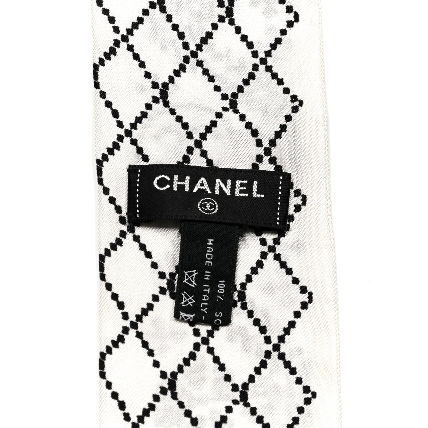 Silk Twill CC Bandeau Scarf White Black