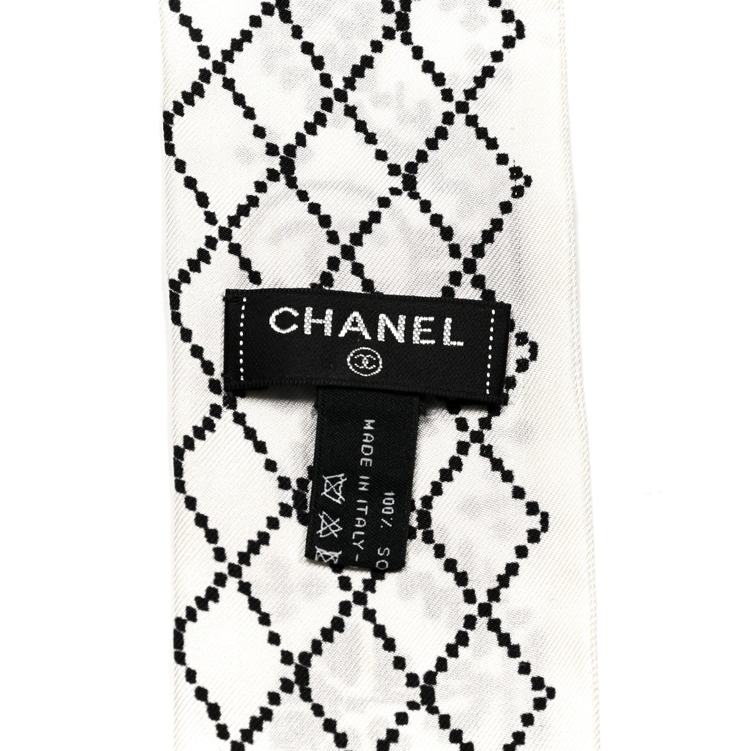 Chanel Silk Twill CC Bandeau Scarf White Black 3 of 5