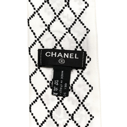 Chanel Silk Twill CC Bandeau Scarf White Black 3 of 5