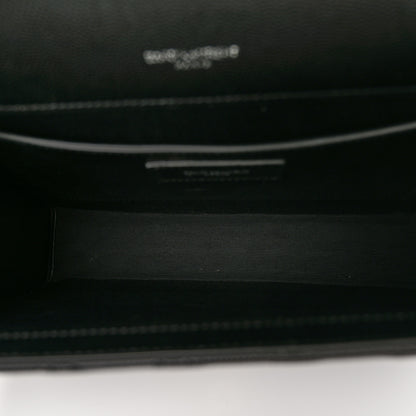 Saint Laurent Grain De Poudre Textured Mixed Matelasse Triquilt Medium Monogram Satchel Black 5 of 10