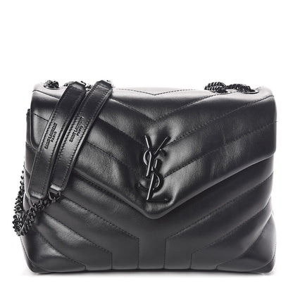 Saint Laurent Calfskin Y Quilted Monogram Small Loulou Chain Satchel Black 1 of 9