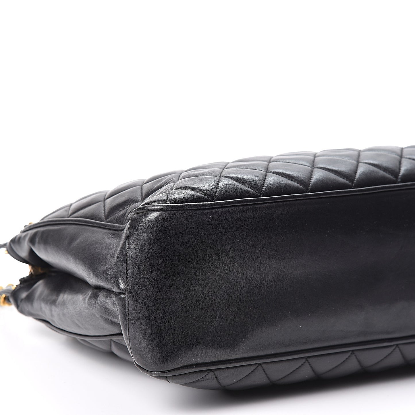 Lambskin Quilted Shopping Tote Black