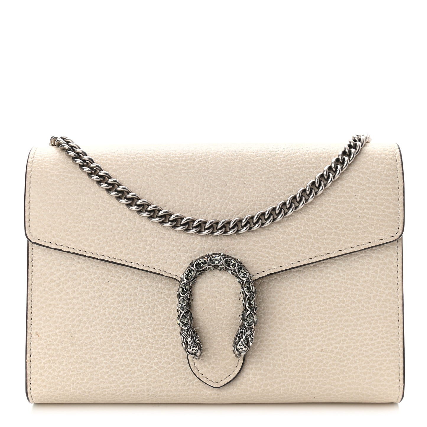 Dollar Calfskin Mini Dionysus Chain Wallet Mystic White