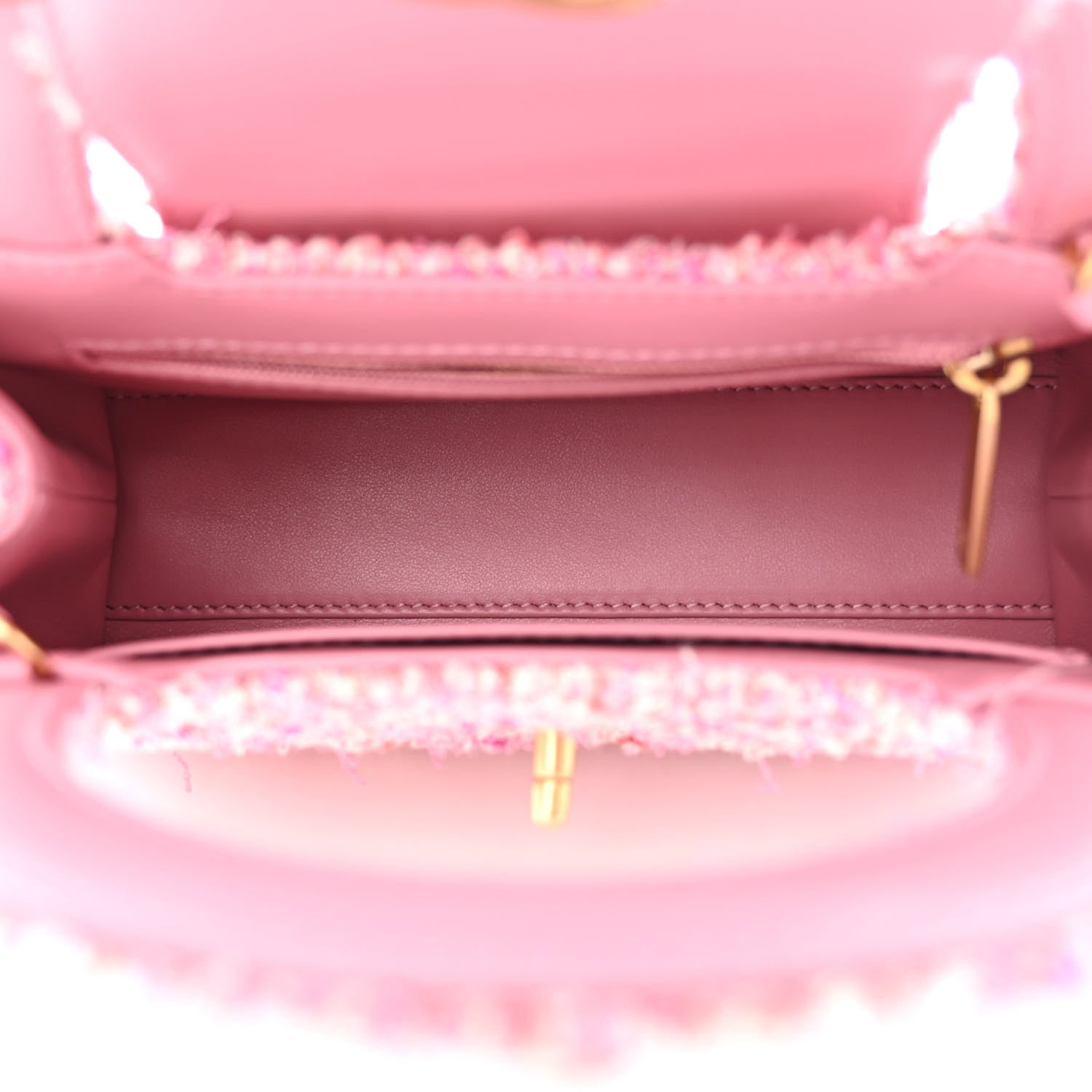 Chanel Tweed Quilted Nano Kelly Shopper Pink 5 of 11