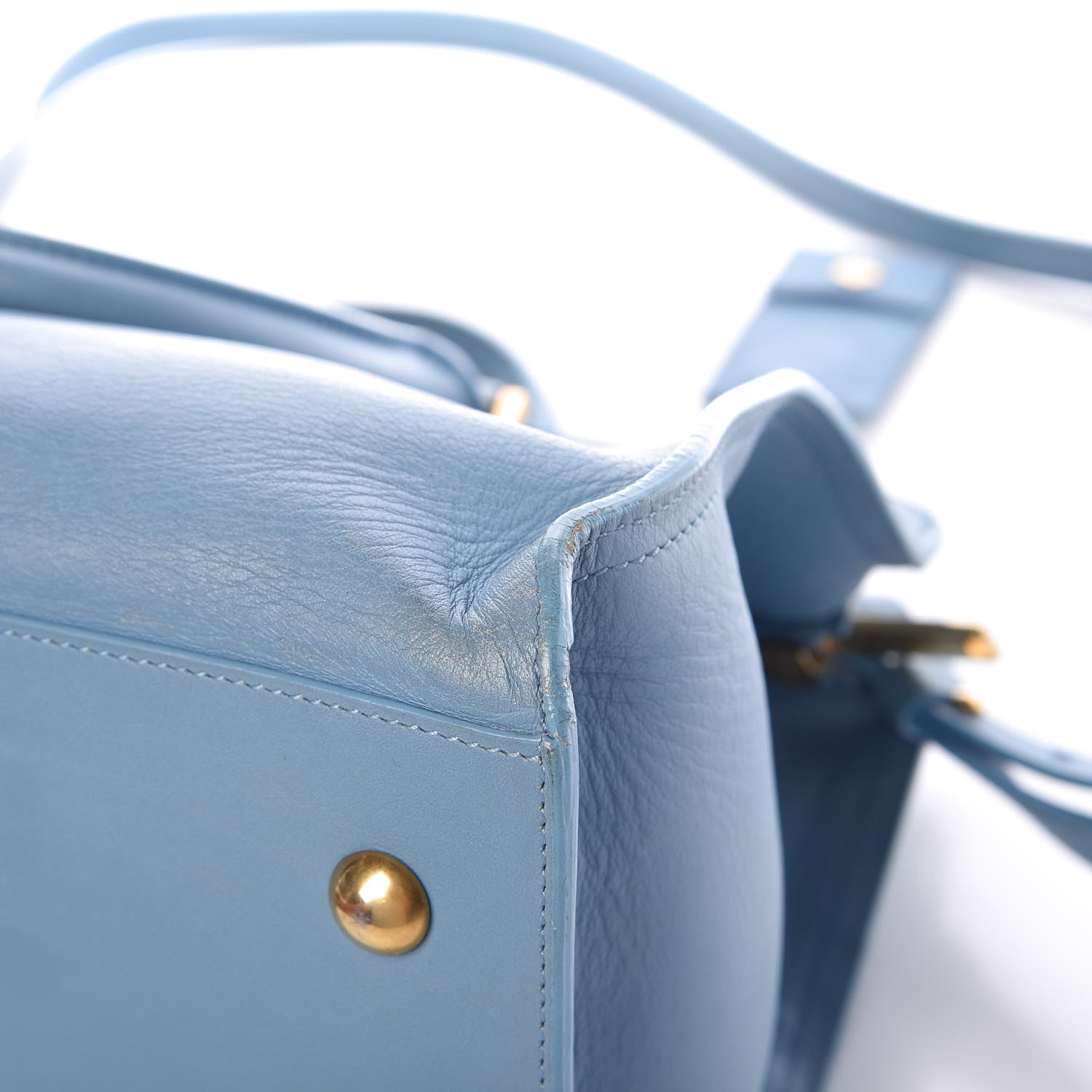 Saint Laurent Calfskin Small Classic Y Cabas Blue Glacier 14 of 14