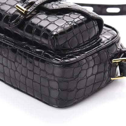 Tom Ford Crocodile Embossed Calfskin T Twist Camera Bag Black 8 of 8