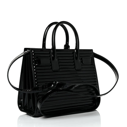 Saint Laurent Ribbed Patent Calfskin Nano Sac De Jour Black 3 of 8