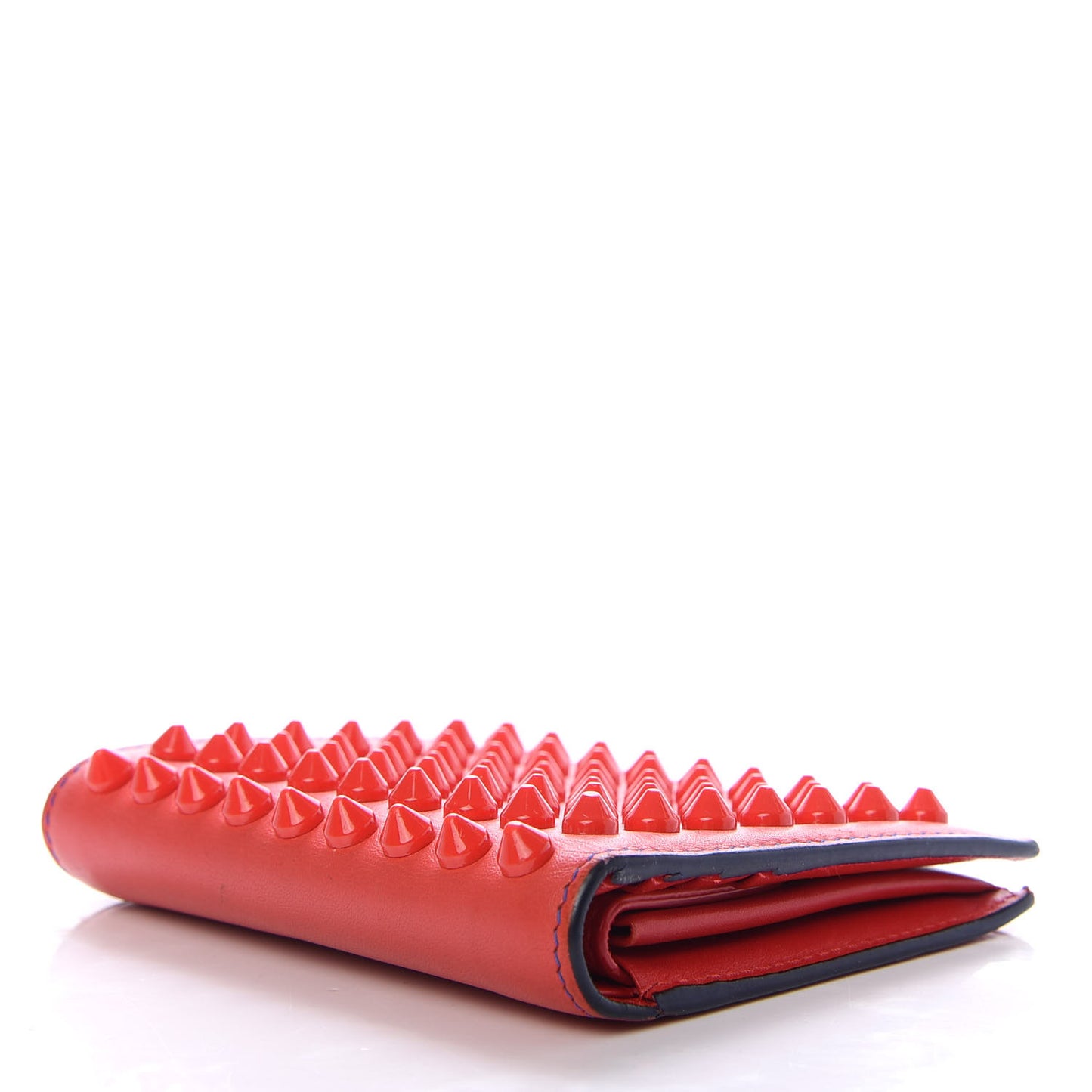 Calfskin Spiked Paros Wallet Framboisine