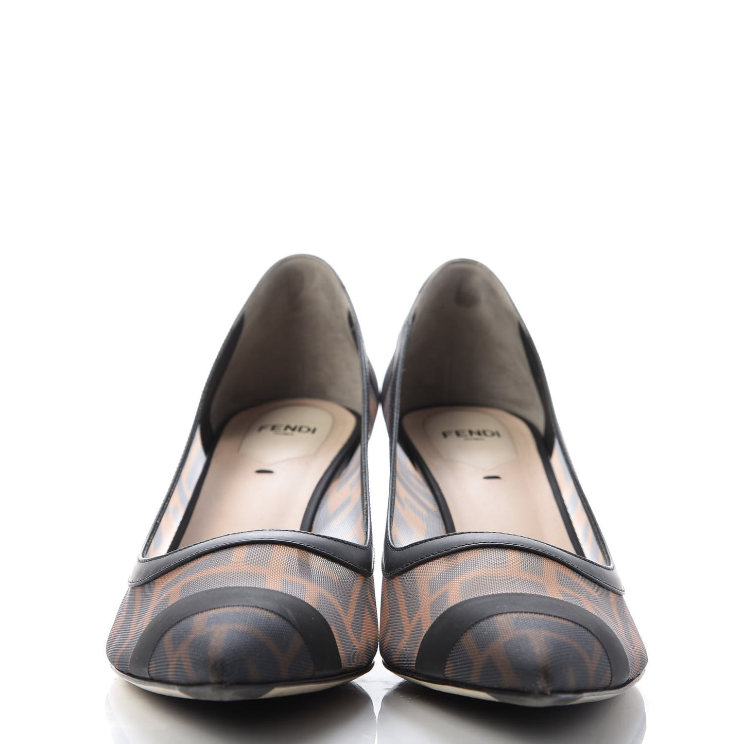 Technical Mesh Vitello Gommato FF Colibri 55mm Pumps 39.5 Tobacco Moro Black