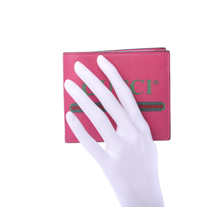 Gucci Grained Calfskin Logo Bi-Fold Wallet Box Pink Green 2 of 7