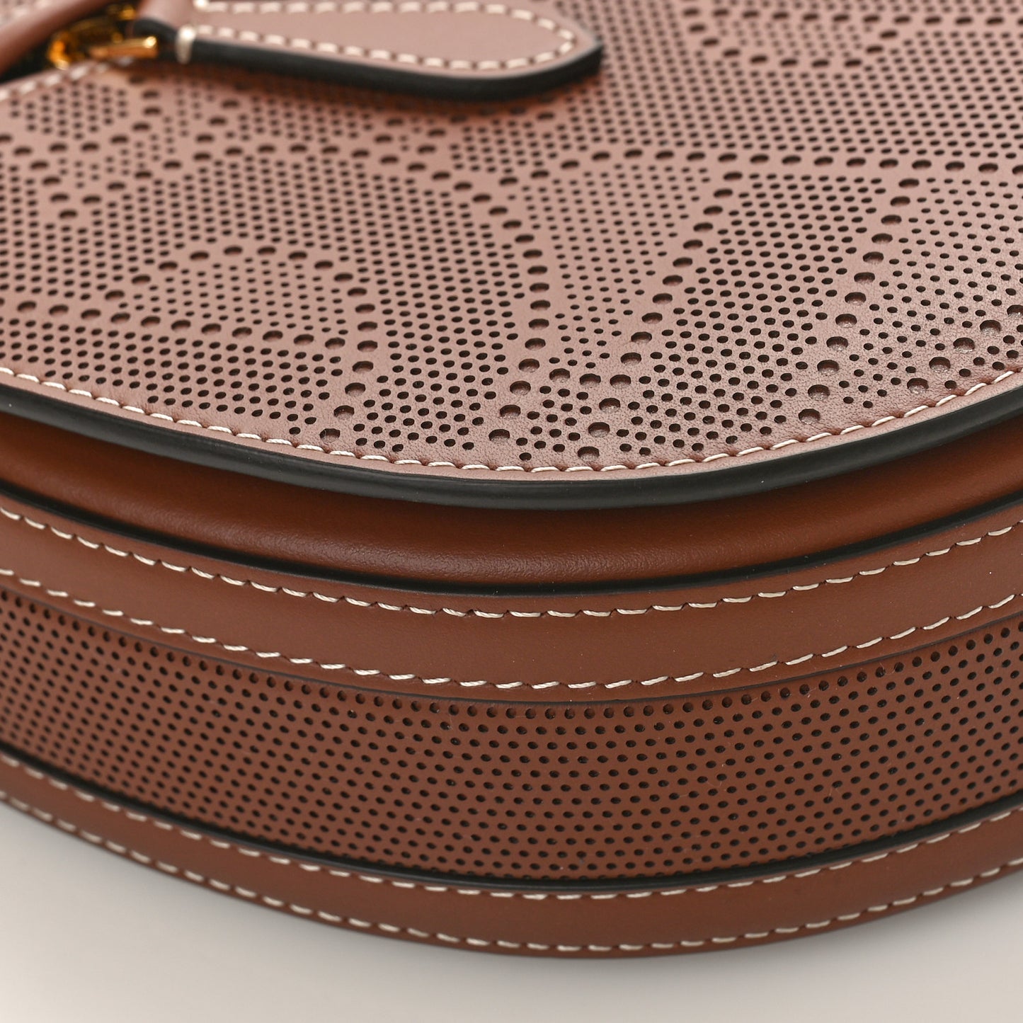 Calfskin Perforated Medium TB Olympia Shoulder Bag Tan