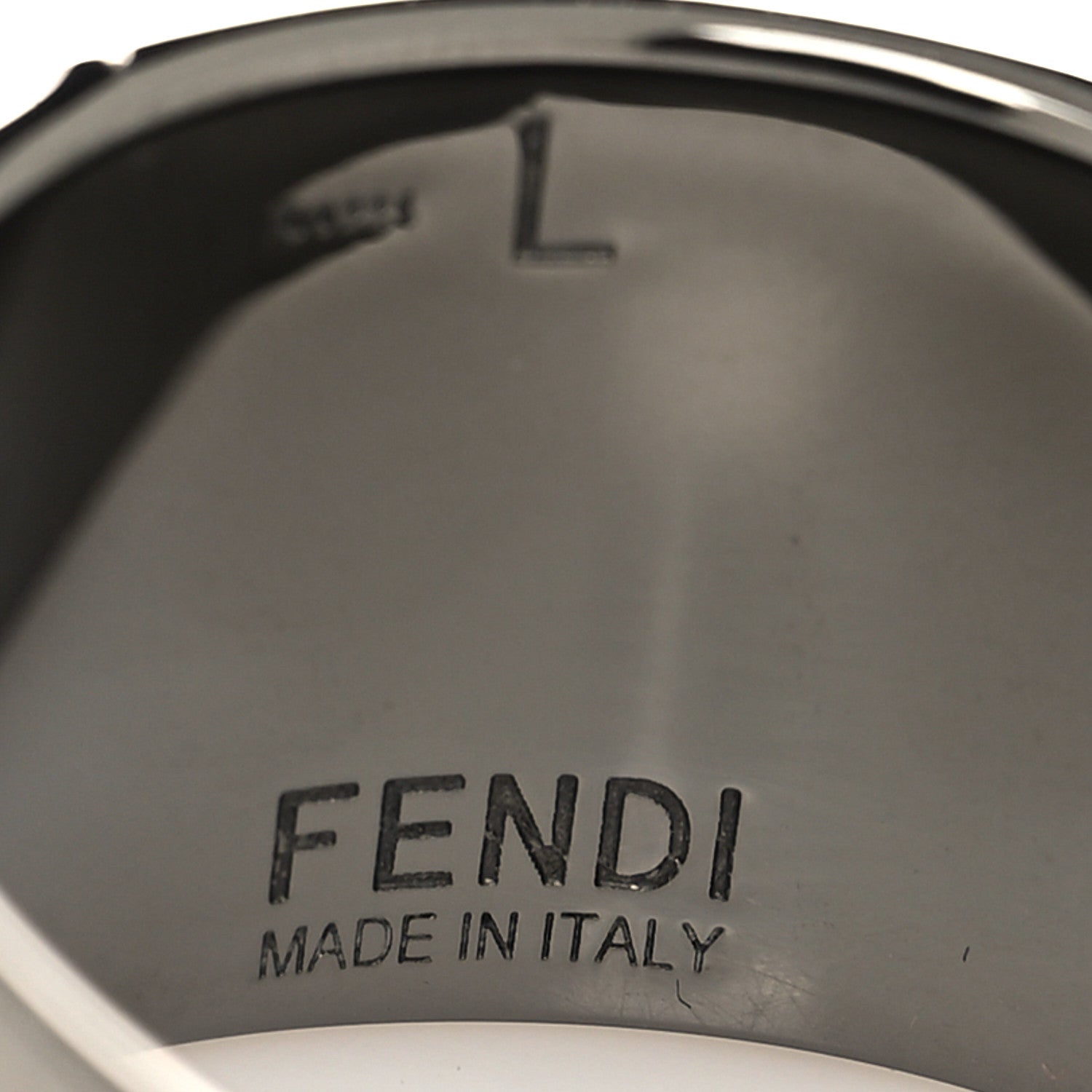 Fendi Ruthenium Mother of Pearl FF Signet Ring L 4 of 4