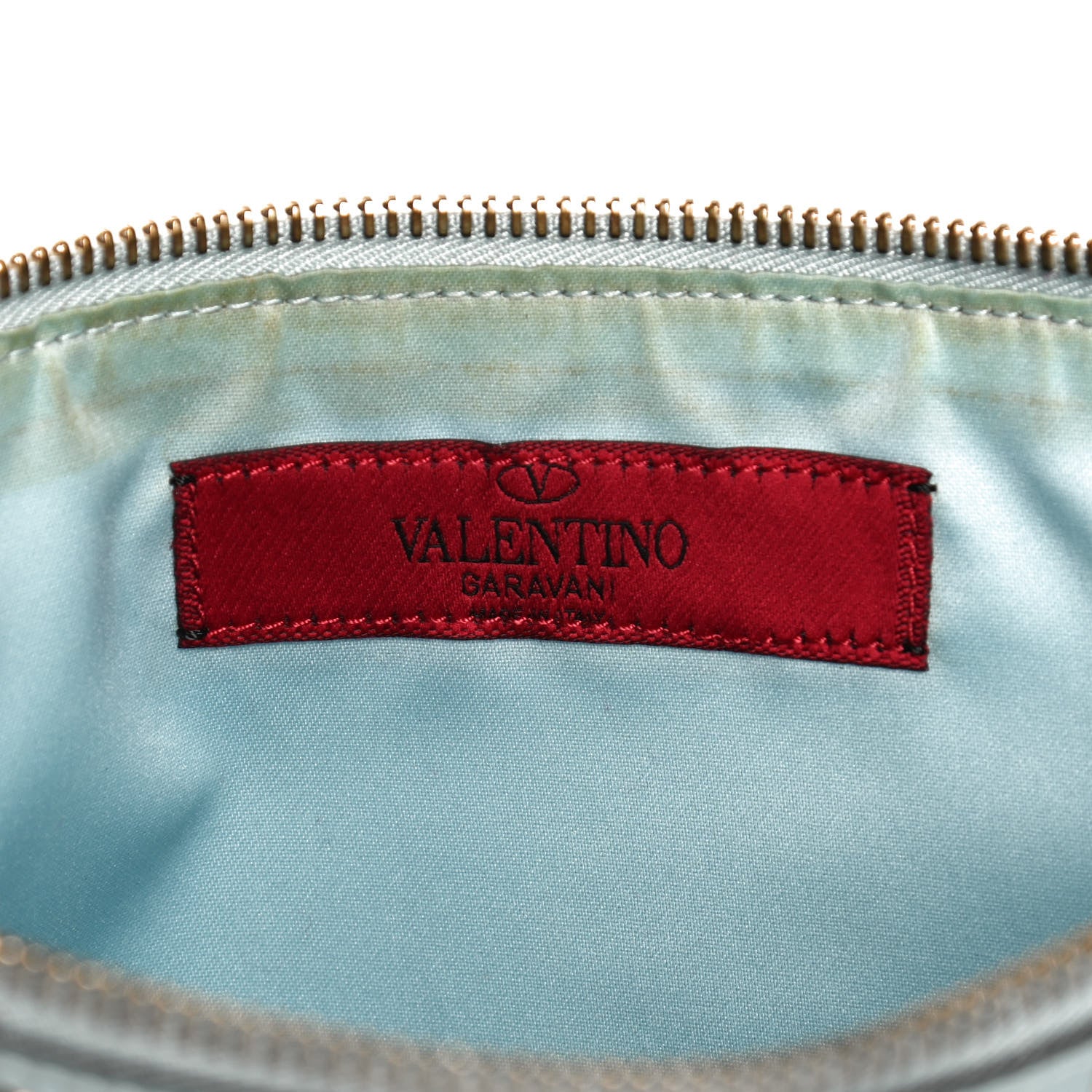 Valentino Garavani Vitello Large Rockstud Zip Pouch Sky Sorbet 6 of 9