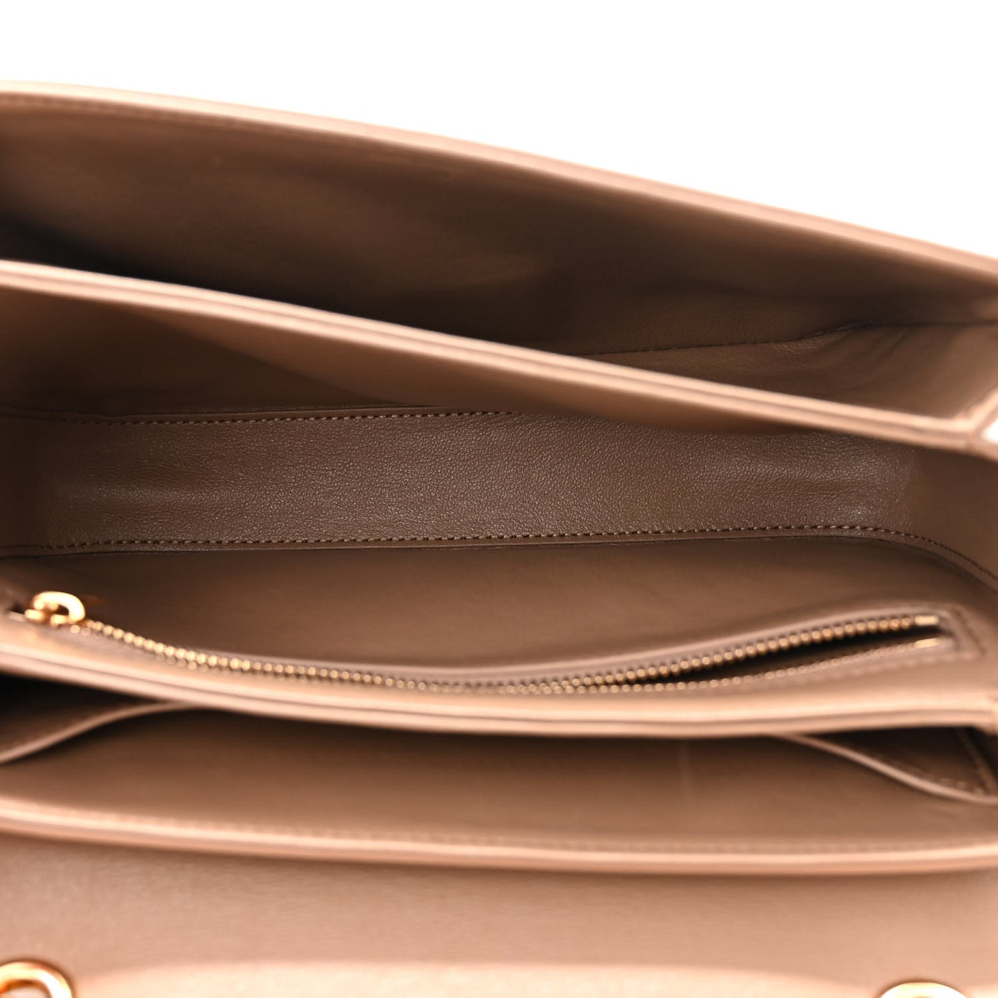 Shiny Calfskin Medium C Bag Camel