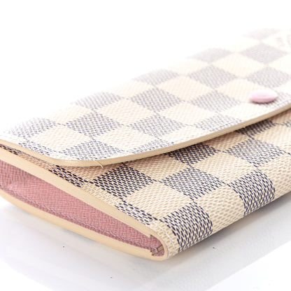 Louis Vuitton Damier Azur Emilie Wallet Rose Ballerine 4 of 8