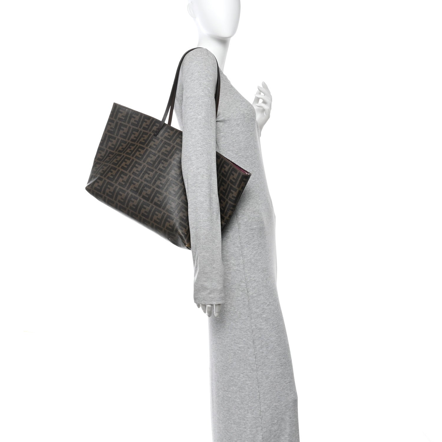 Fendi Zucca Spalmati Medium Roll Tote Tobacco Fuxia 2 of 9