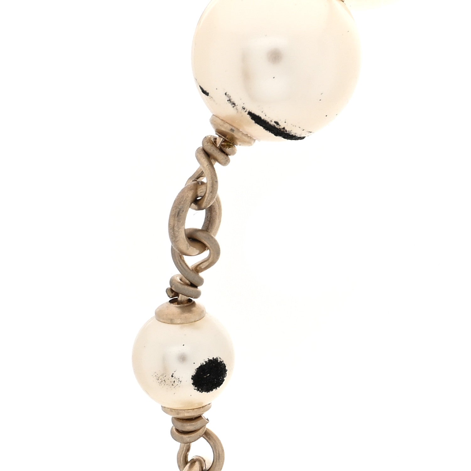 Chanel Pearl Crystal CC Moon Necklace Gold White 5 of 6