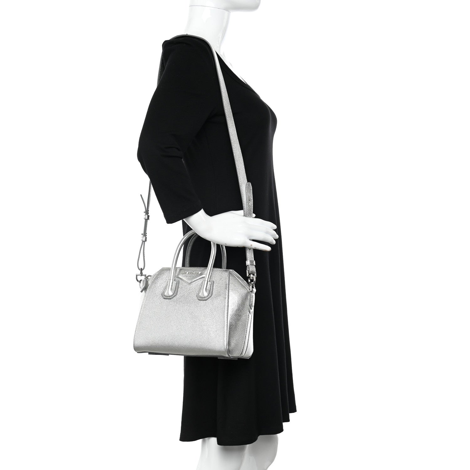 Givenchy Metallic Sugar Goatskin Mini Antigona Silver 2 of 11