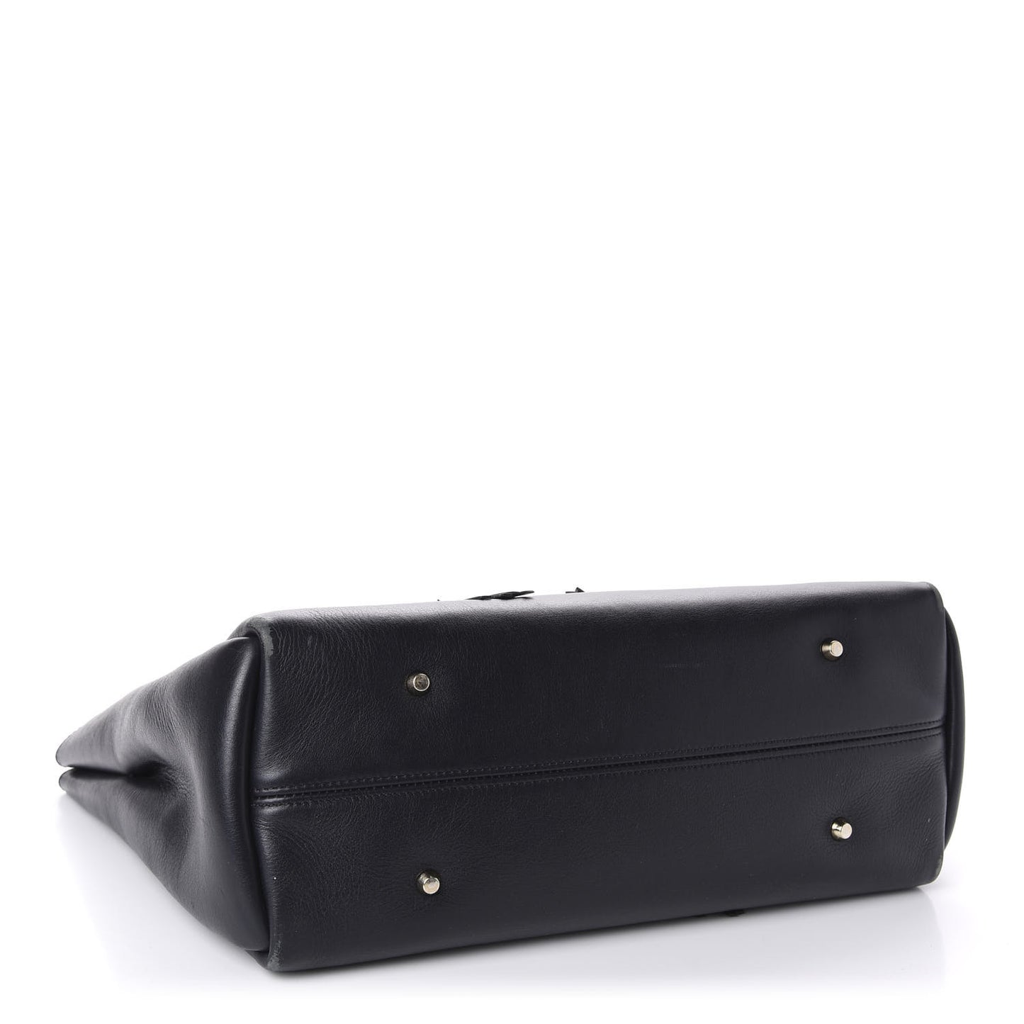 Smooth Calfskin Small Fringe Shopper Tote Black Navy