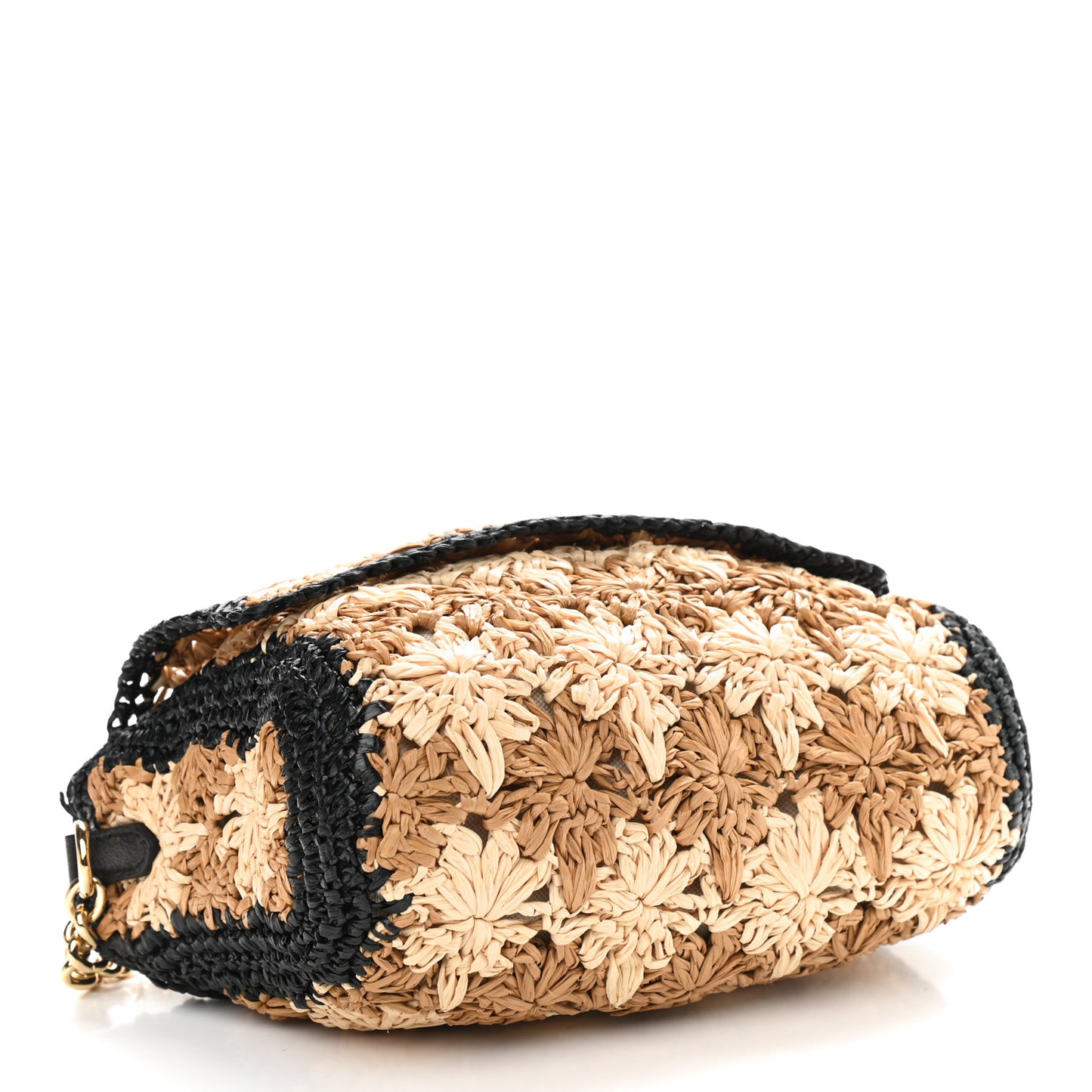 Raffia Azalea Calfskin Crochet Flower Small GG Marmont Shoulder Bag Natural Ecru Black