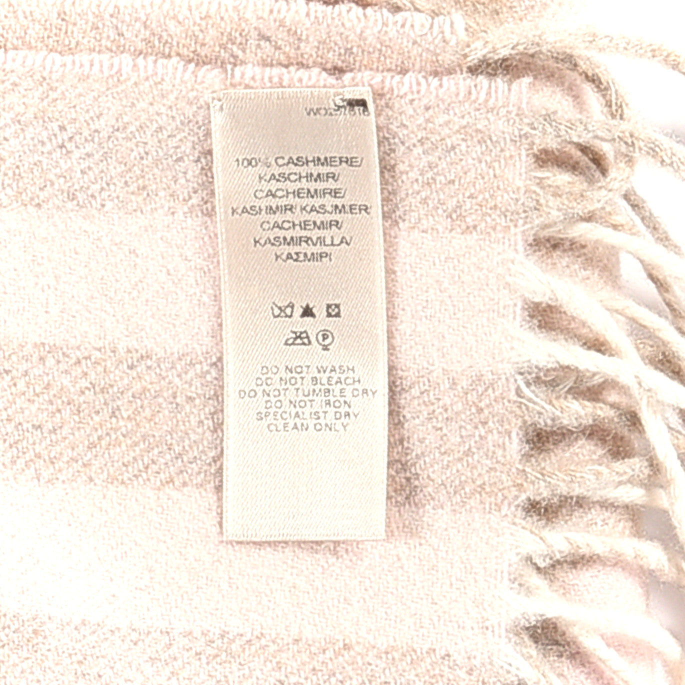 Cashmere Giant Check Fringe Scarf Pink