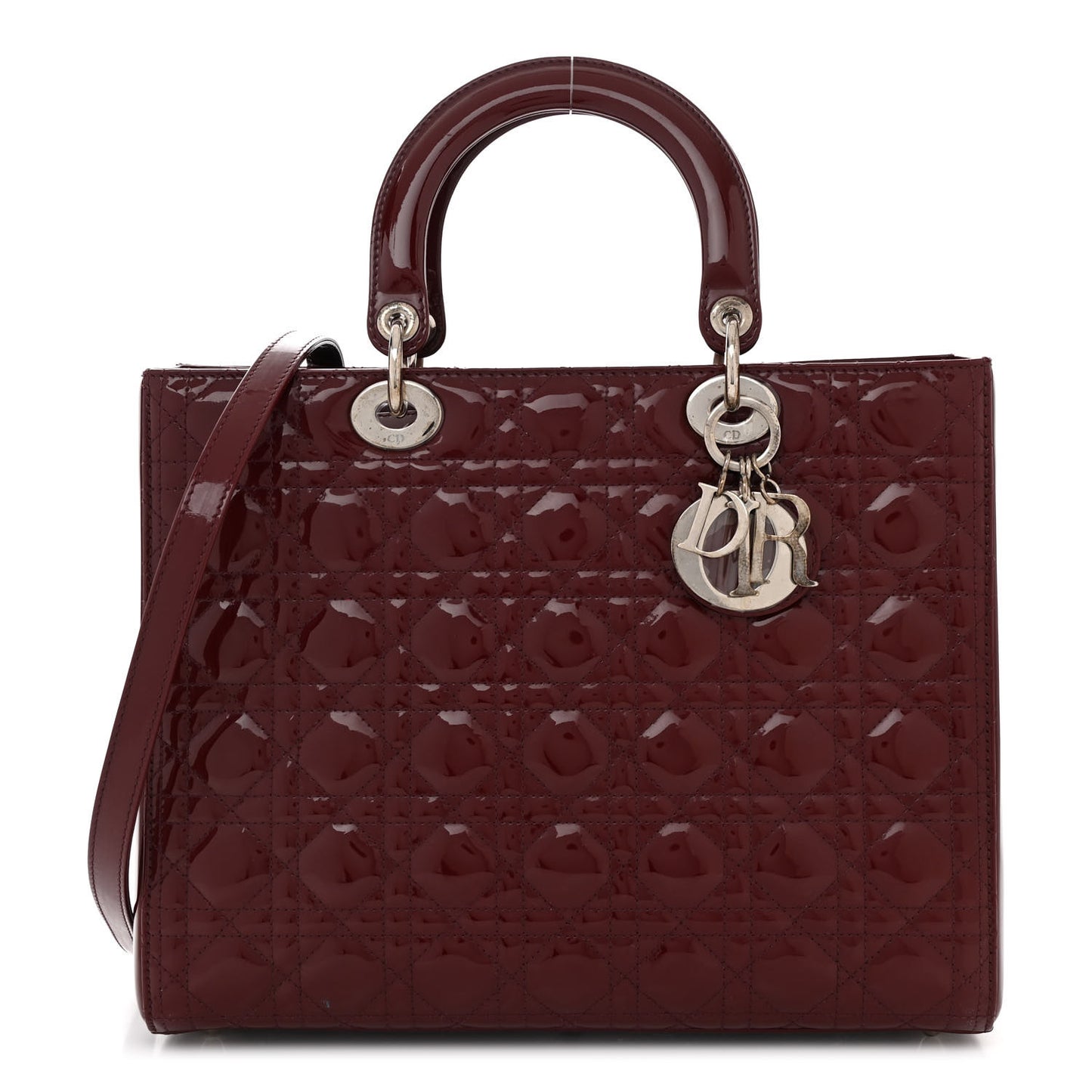 Patent Cannage Large Lady Dior Burgundy