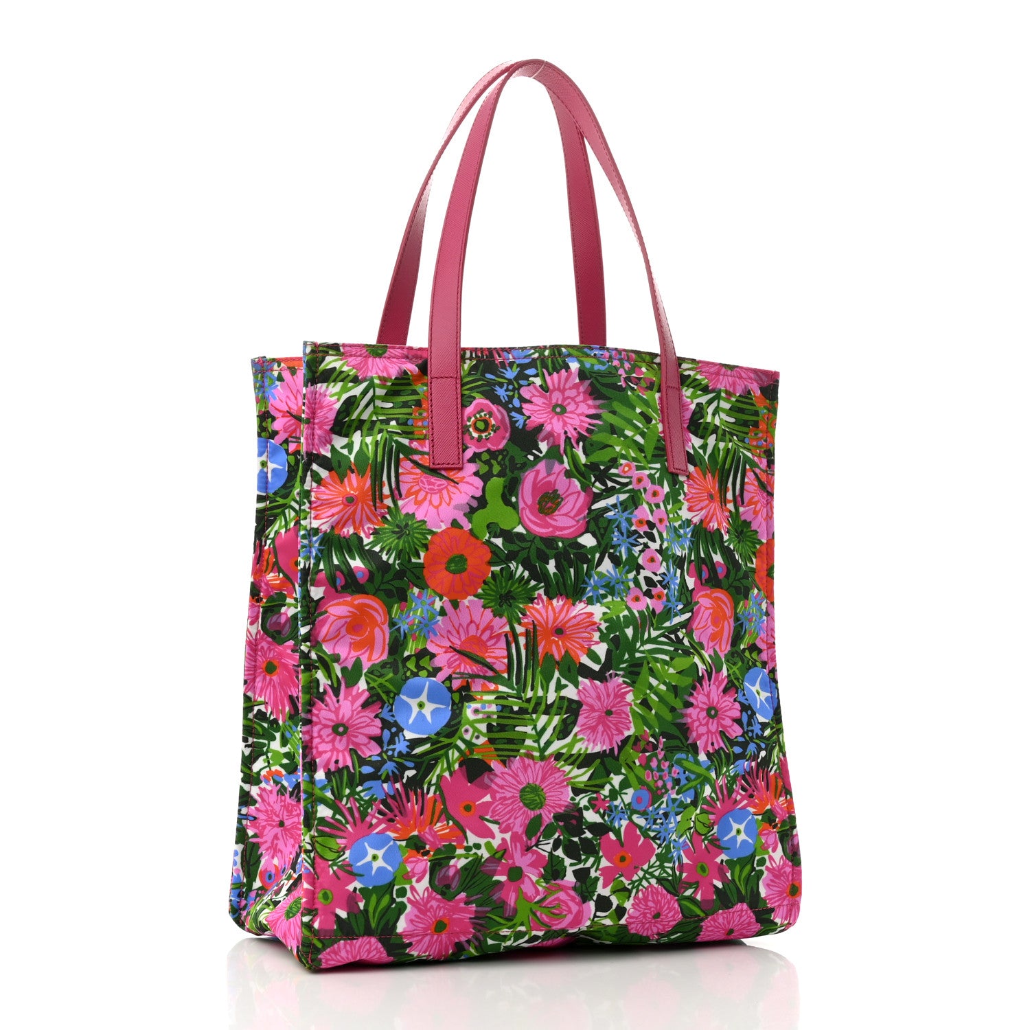 Prada Tessuto Nylon Floral Print Tote Pink 3 of 9