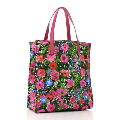 Prada Tessuto Nylon Floral Print Tote Pink 3 of 9