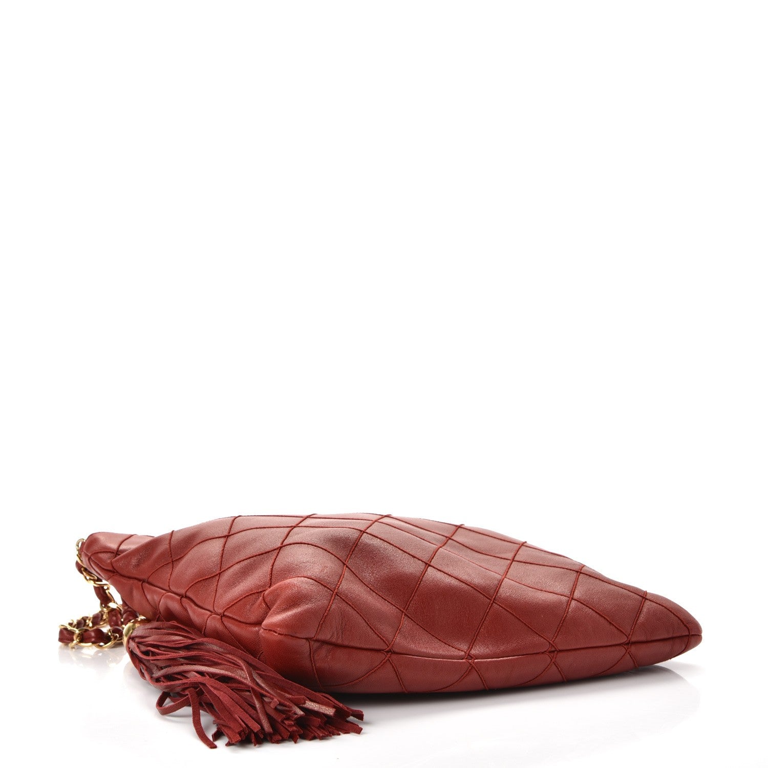 Chanel Lambskin Stitched Tassel Shoulder Bag Red 5 of 11