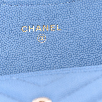 Chanel Caviar Chevron Quilted Flap Card Holder Blue 6 of 9