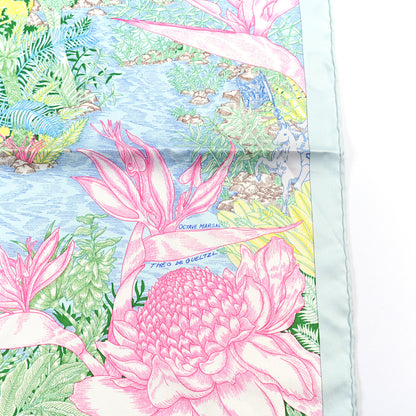 Hermes Silk Twill Faubourg Tropical Scarf 90 Bleu Vert Jaune 2 of 6