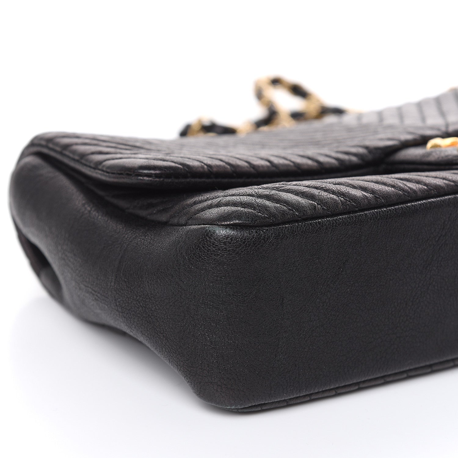 Chanel Calfskin Chevron Quilted Medium Surpique Flap Black 8 of 16