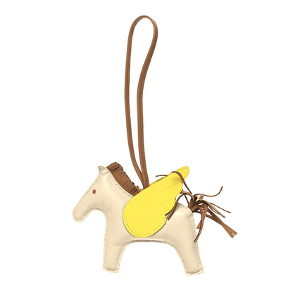 Hermes Milo Lambskin Grigri Rodeo Pegase Horse Bag Charm MM Craie Chai Lime 1 of 4