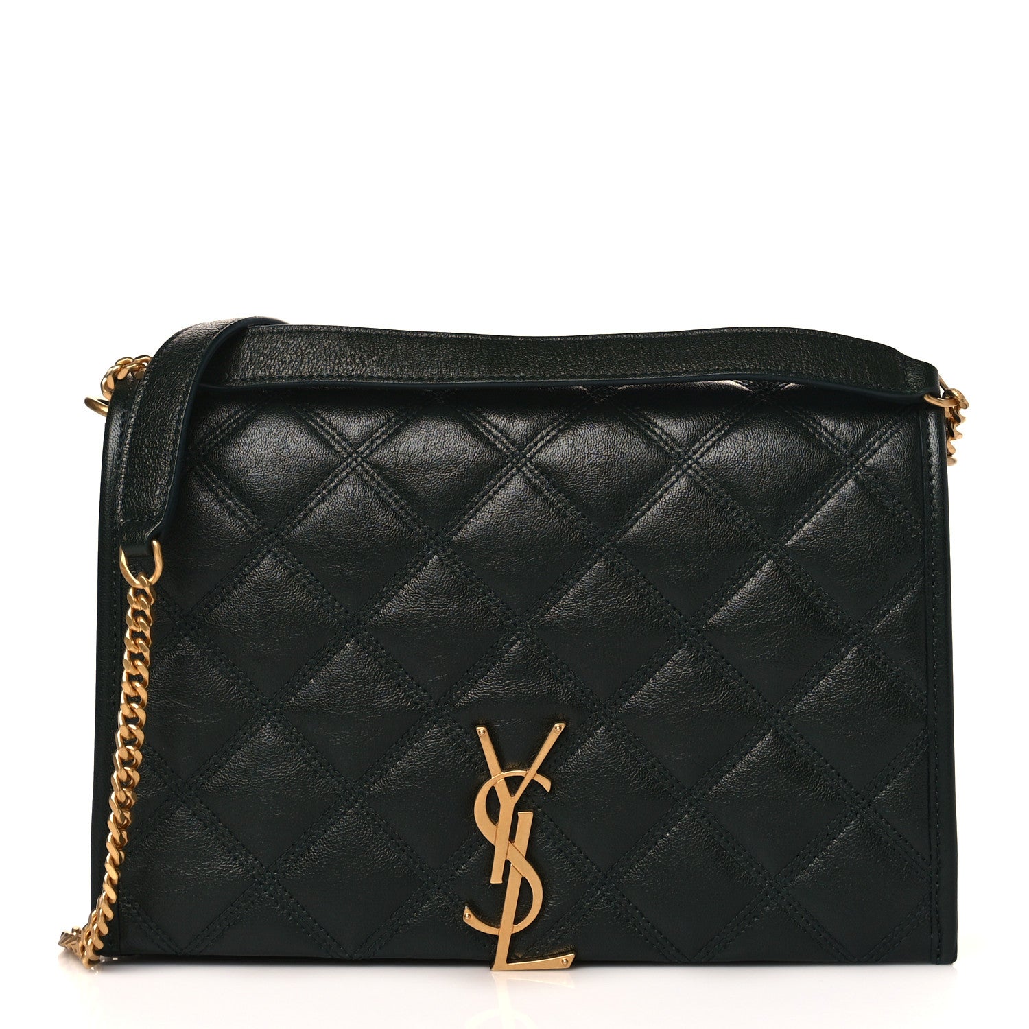 Saint Laurent Lambskin Quilted Mini Becky Chain Bag New Vert Fonce 1 of 8