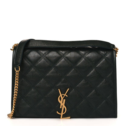 Saint Laurent Lambskin Quilted Mini Becky Chain Bag New Vert Fonce 1 of 8