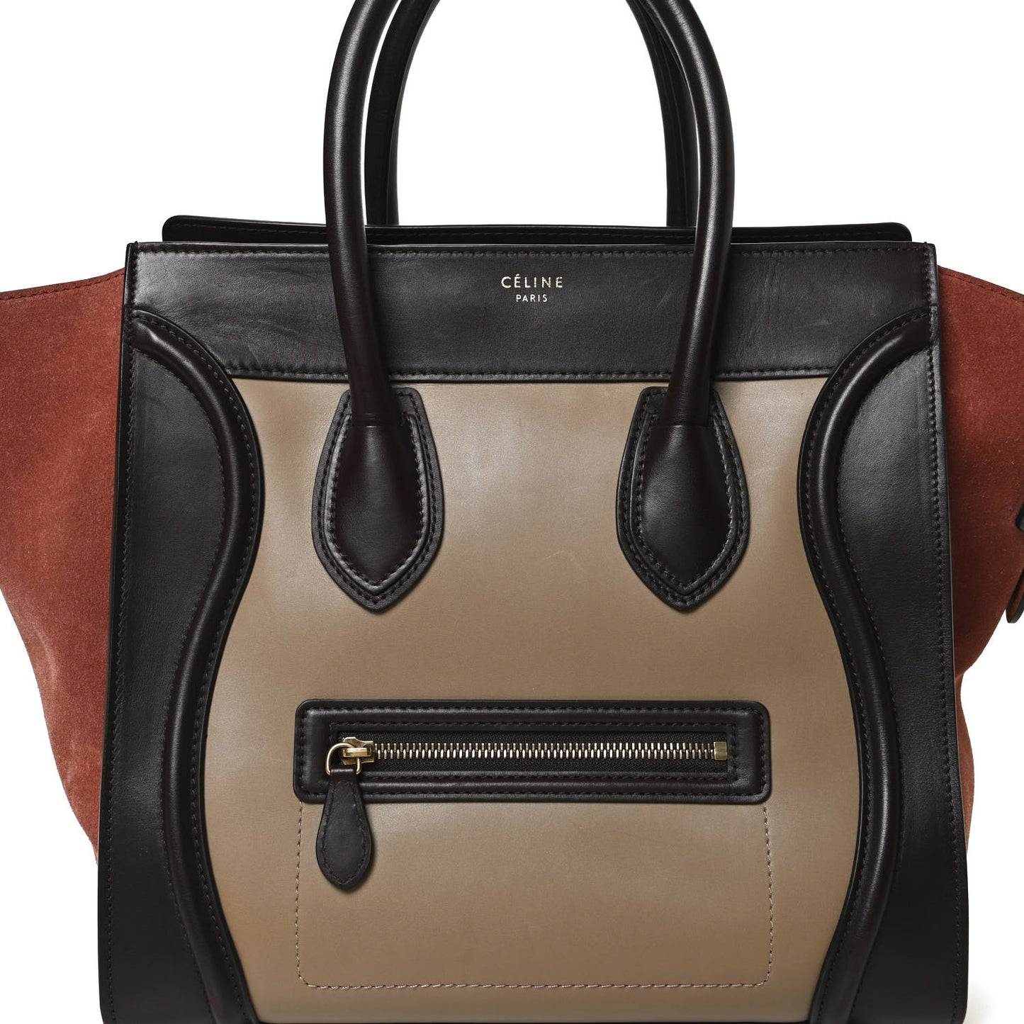 Smooth Calfskin Suede Micro Tri-Color Luggage Beige