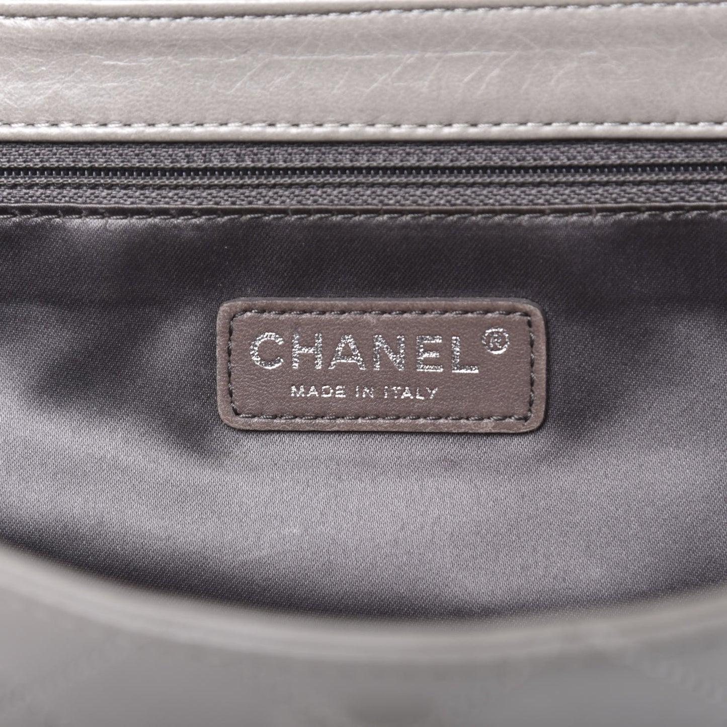 Lambskin East West Mademoiselle Flap Grey