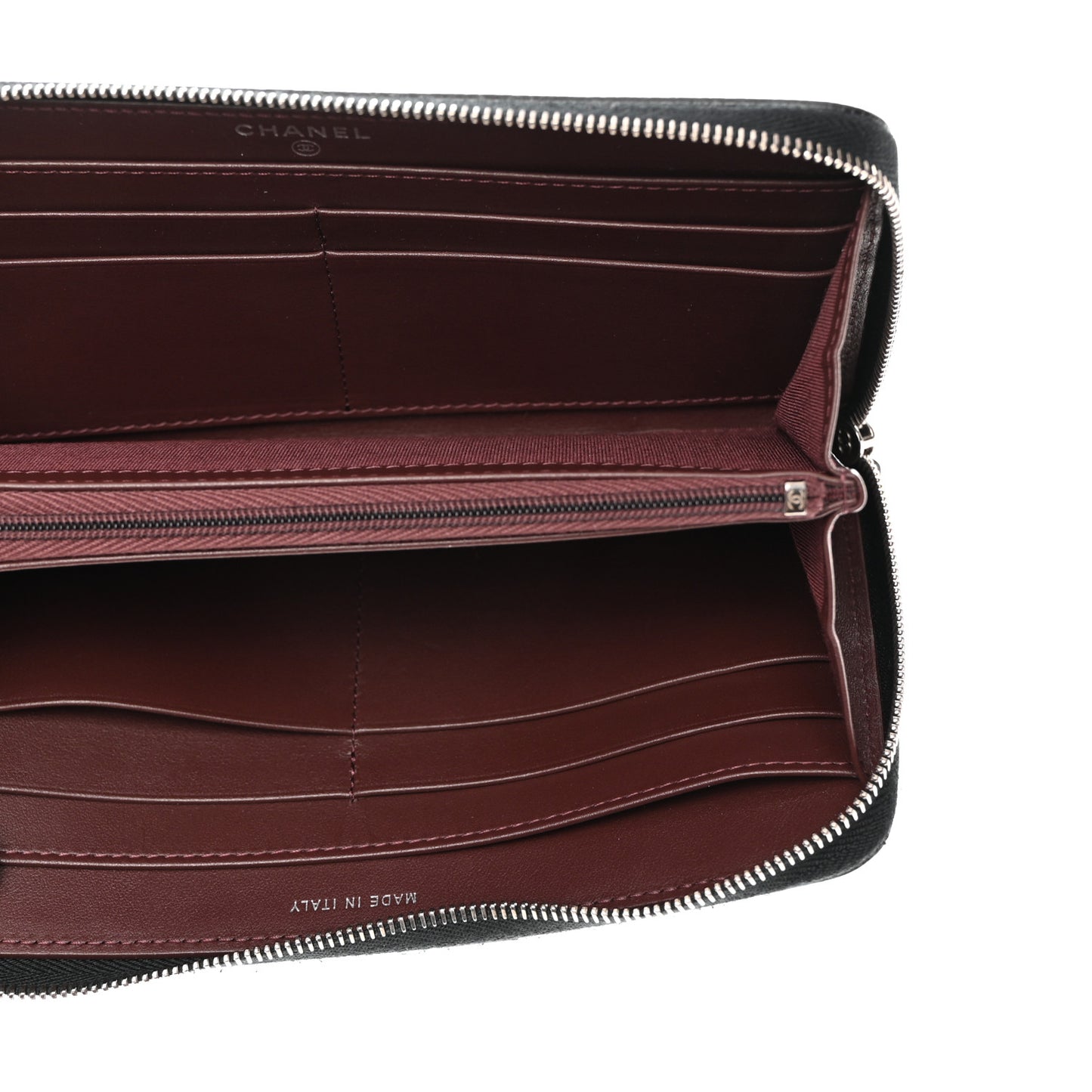 Caviar Quilted Large Gusset Zip Around Wallet Black