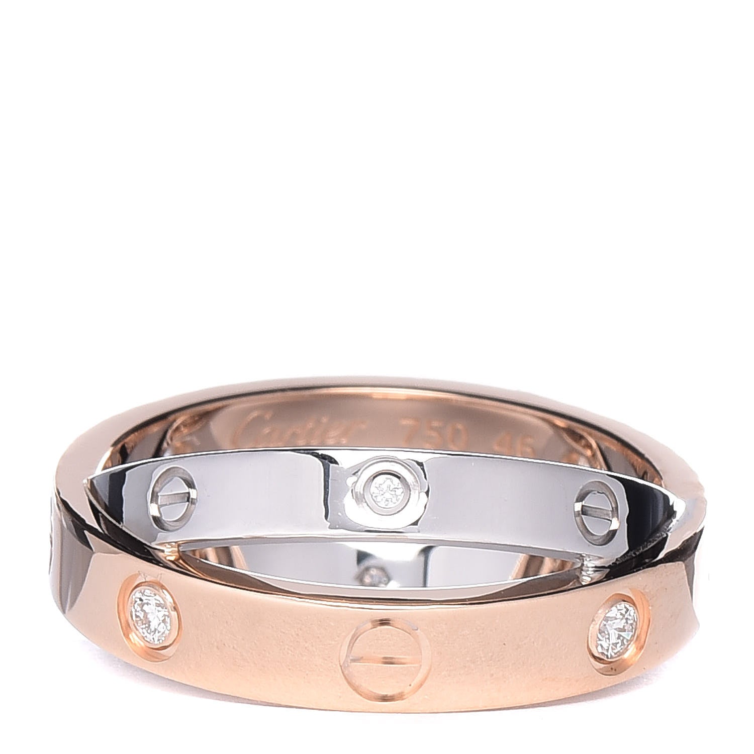 Cartier 18K Pink White Gold 6 Diamonds LOVE Ring 46 3.75 1 of 4
