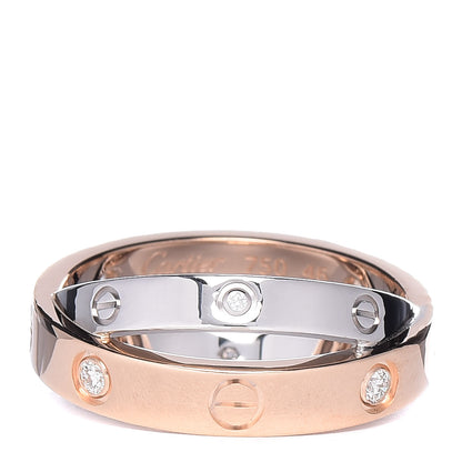 Cartier 18K Pink White Gold 6 Diamonds LOVE Ring 46 3.75 1 of 4