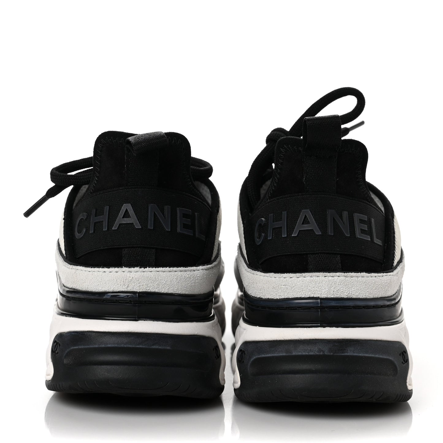Velvet Calfskin Mixed Fibers CC Sneakers 38 White Black