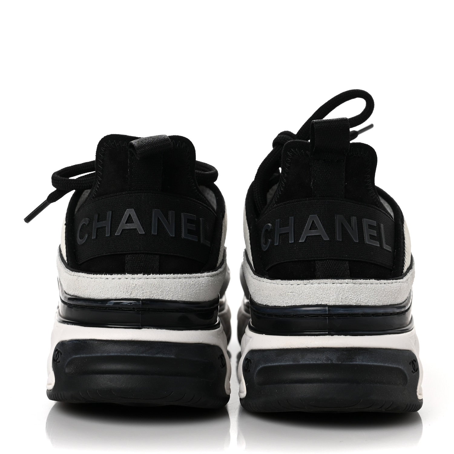 Chanel Velvet Calfskin Mixed Fibers CC Sneakers 38 White Black 5 of 9