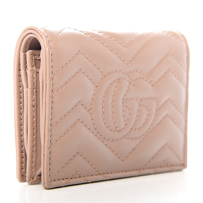Gucci Calfskin Matelasse GG Marmont Card Case Wallet Porcelain Rose 3 of 8