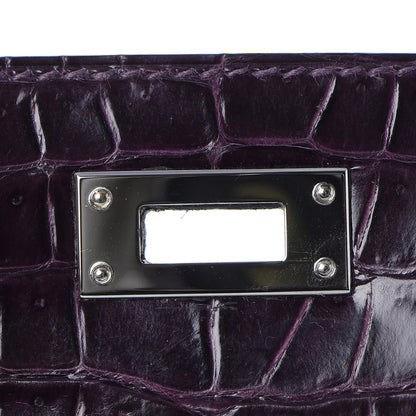 Hermes Shiny Porosus Crocodile Kelly Cut Pochette Aubergine 17 of 23