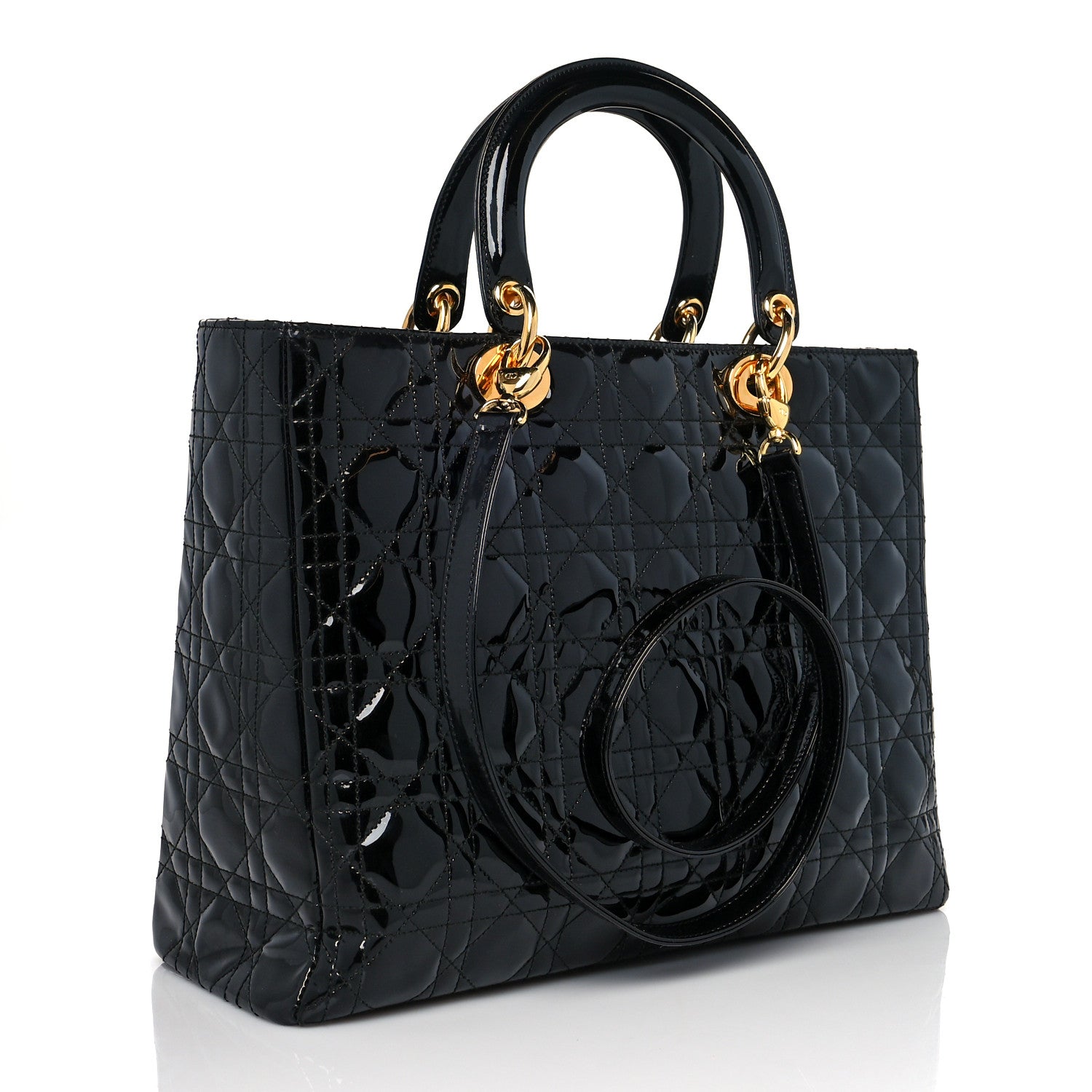 Christian Dior Patent Cannage Large Lady Dior Black 2 of 9
