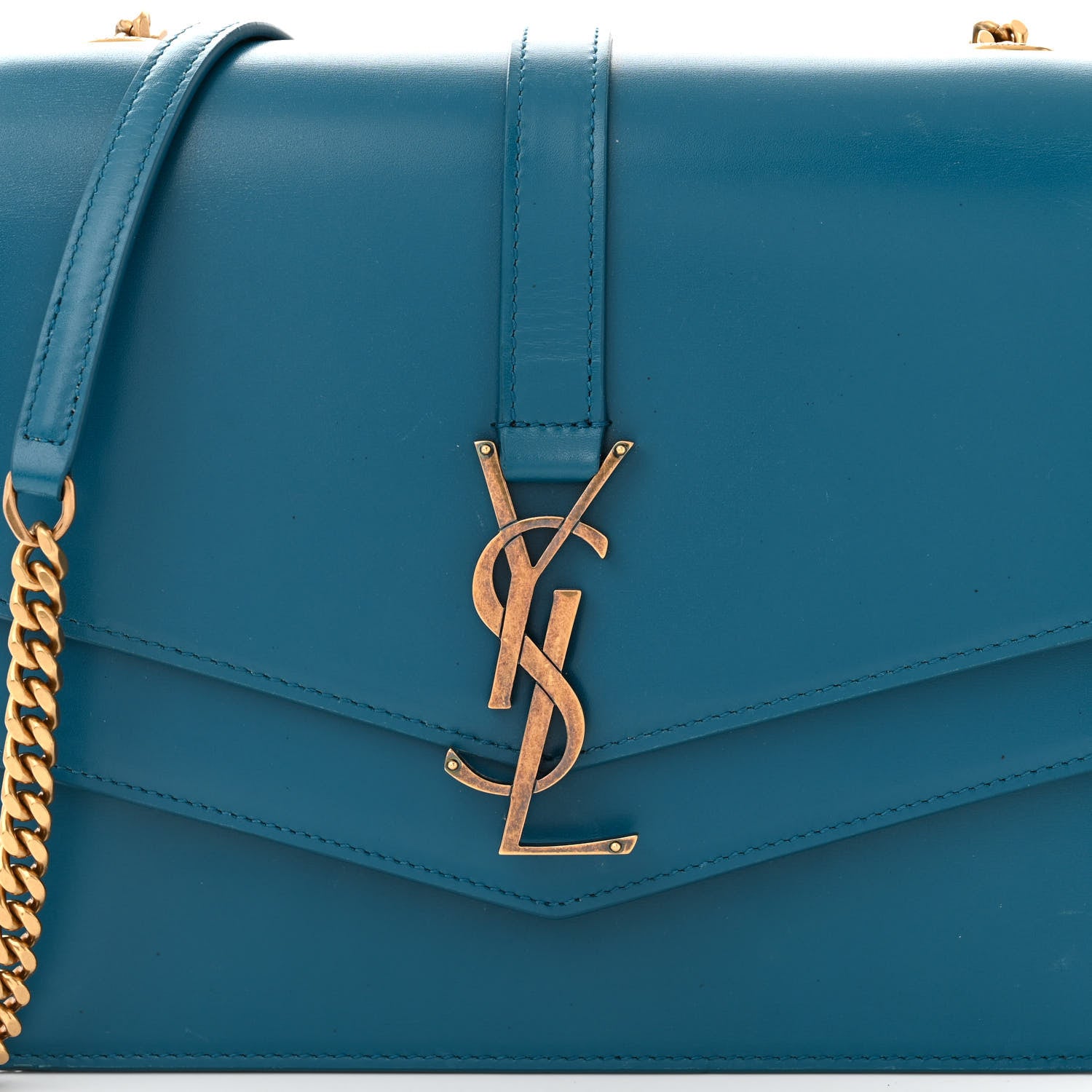 Saint Laurent Smooth Calfskin Monogram Medium Sulpice Shoulder Bag Deep Sea 8 of 11
