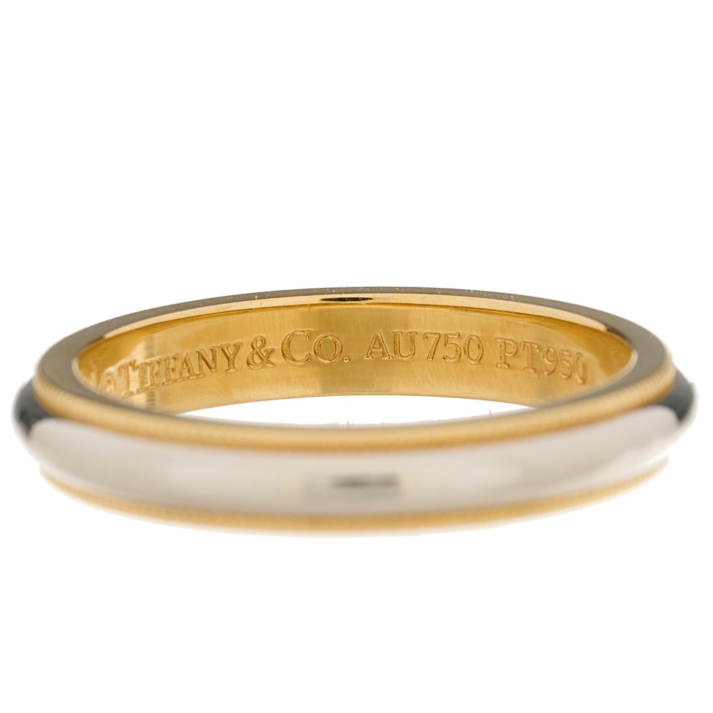 Platinum 18K Yellow Gold 3.5mm Together Milgrain Wedding Band Ring 56 7.5