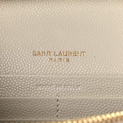 Saint Laurent Grain De Poudre Matelasse Chevron Monogram Chain Wallet Crema Soft 6 of 10